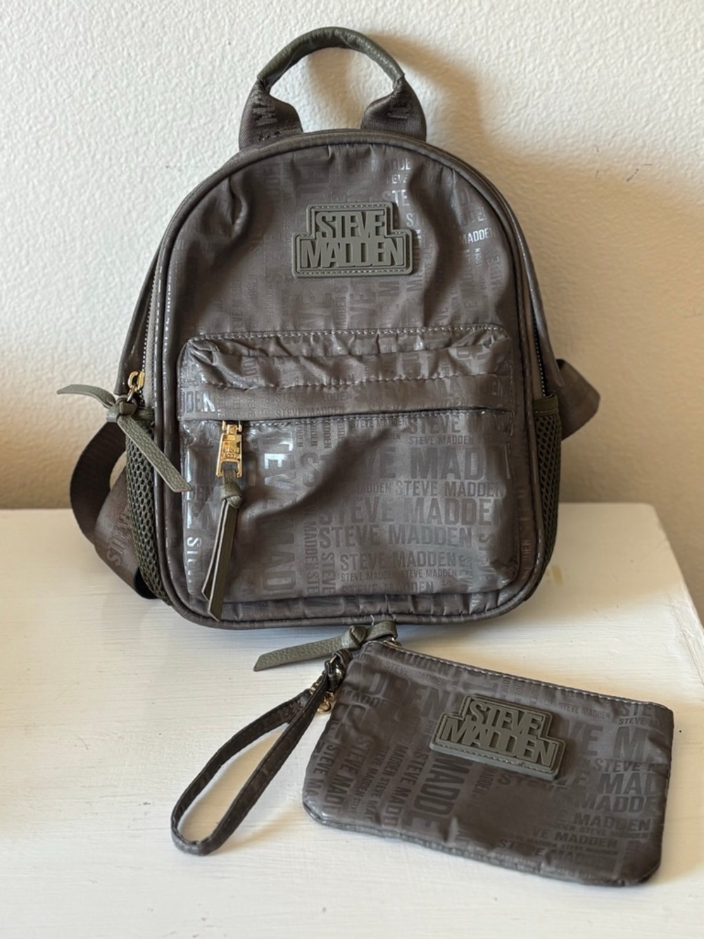 Steve Madden Olive Green Mini Backpack with Wristlet